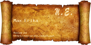 Max Erika névjegykártya